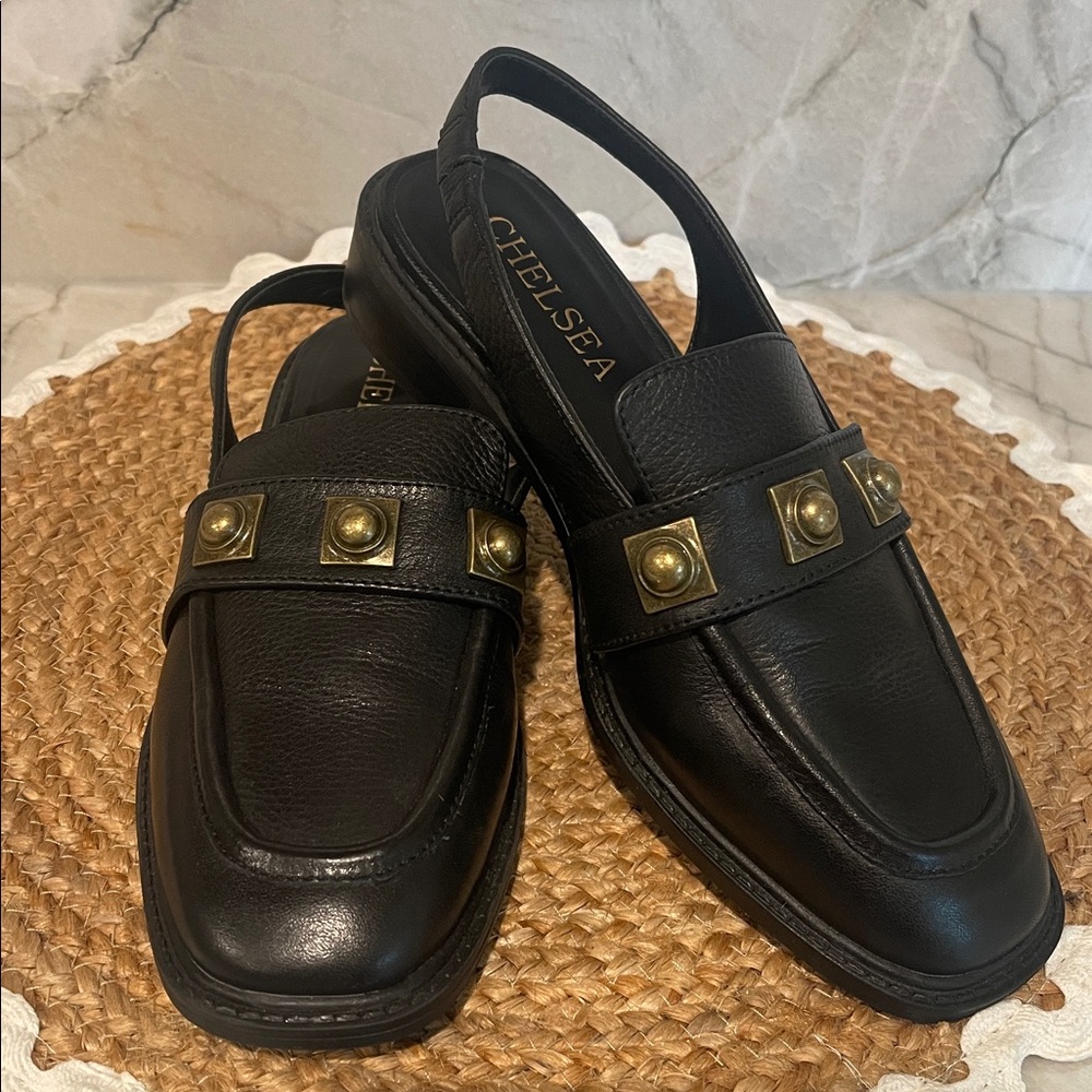 Chelsea & Violet Leather Studded Lundin slingbacks Size 7
